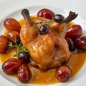 Semi Boneless Roasted Quail With Grapes
