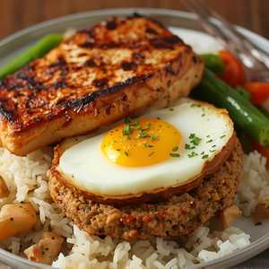 Steamed Meatloaf (egg & pork) & Grilled Pork