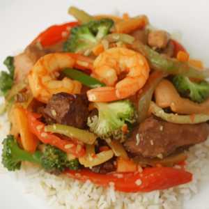 Stir Fried Shrimp, Beef, Chicken & Vegetable