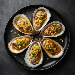 Scallion Oil Grilled Oysters