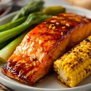 Grilled Salmon Filet with Light Ginger Glaze
