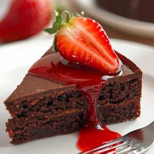 Chocolate Cake W/ Strawberry Sauce