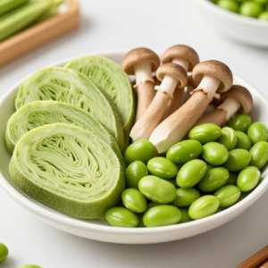 Stir-Fried Loofah With Shimeji Mushrooms & Edamame