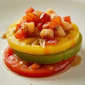 Cherokee Tomato, Scallop X.O. & Embered Tomato Vinaigrette