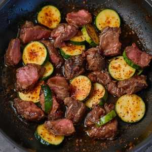 Beef With Zuccini In Black Pepper Sauce 云南小瓜炒牛柳