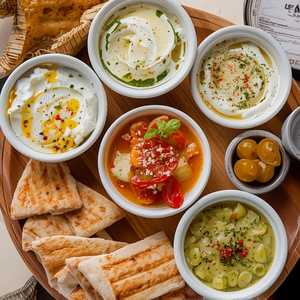 Melitzanosalata, Taramosalata, Tzatziki, Favasalata, Skordalia or Tirokafteri