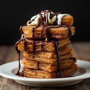 Churros con chocolate y leche condensada