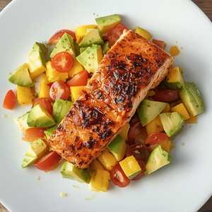 Seared Salmon* with Avocado, Mango and Tomato Salad