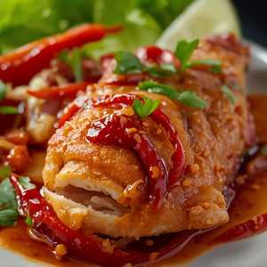 Deep Fried Whole White Pompano Topped with Thai Triple Flavored Sauce