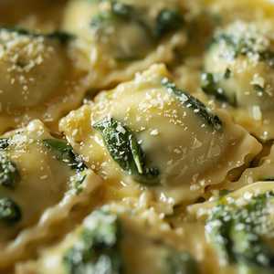 Homemade spinach and cheese ravioli