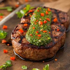 Filet de Bœuf Grille with Chimichurri Sauce and Sweet Harissa