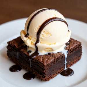 Chocolate Brownie served with Vanilla Bean Ice Cream