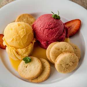 Seasonal Sorbet Sampler with Cookies