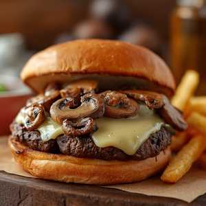Mushroom Swiss Burger Deluxe