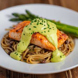 Hibachi Salmon with Avocado Tartar Sauce
