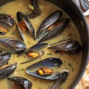 Mussels in White Wine Cream Sauce