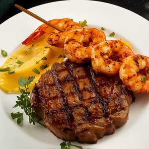 Sirloin with Grilled Shrimp