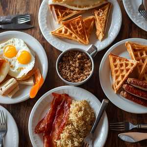 Breakfast Family Feast with Waffles