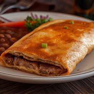 #7 Carne Asada Chimichanga Beans & Rice