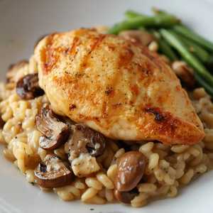 Roasted Chicken Breast with Mushroom and Parmesan Risotto