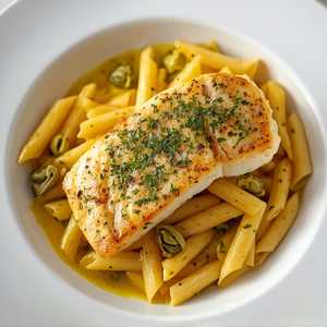 ORANGE ROUGHY GENOVESE WITH PENNE AGLIO E OLIO