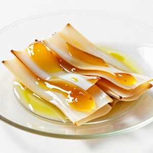 Thinly Sliced Taragai Saffron Gelée Extra Virgin Olive Oil