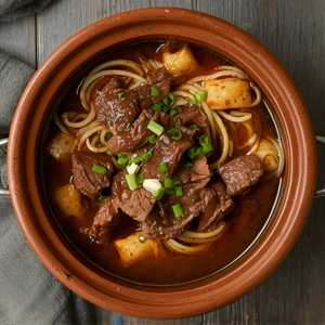 Beef Brisket And Rice Noodle Roll In Pot 牛腩肠粉煲