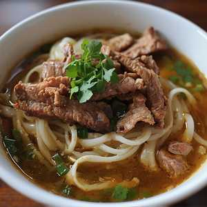 Sliced Beef in Satay Sauce w/Vermicelli in Soup