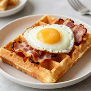 Waffle With Bacon & Egg