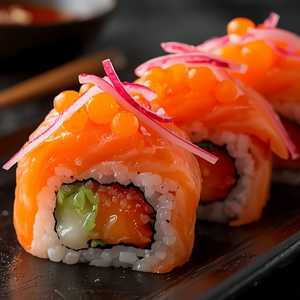 Salmon and Ikura Roll*