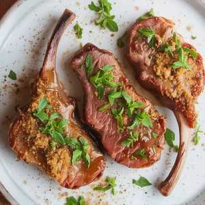 Mint Gremolata and Honey Crusted Double Cut Lamb Rib Chops (4)