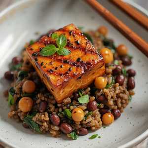 Seared Tofu and Sesame Black Bean Pasta