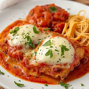 VEAL PARMIGIANA WITH SPAGHETTI POMODORO