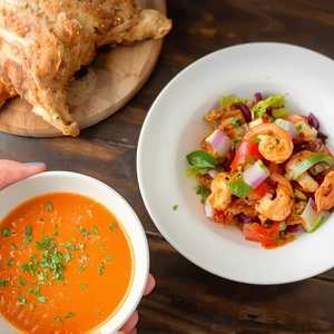 Tuesday: Tomato Basil Bisque & Shrimp Louie Salad