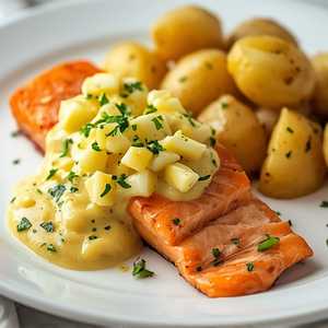 Salmon Filet, Chopped Egg Sauce