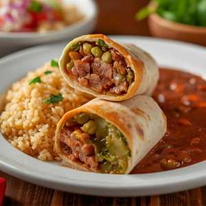 Green Or Red Chili Burrito Rice & Beans (Alternate)