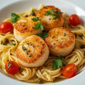 SCALLOPS SAN REMO WITH CAPELLINI