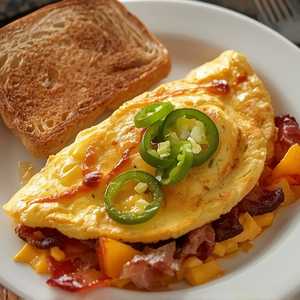 3 Egg Bacon Cheese and Jalapeño Omelette