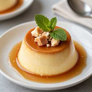 Latin Custard With Coconut Nuggets In Five Milk Flavors, With Peppermint Sauce