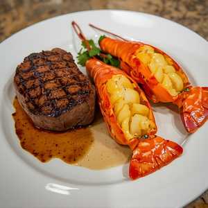 Seared Tenderloin with Butter Poached Lobster Tails