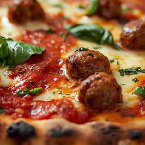 Spicy Meatball Pizza