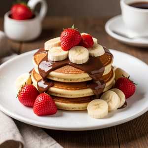 Banana Nutella Strawberries Pancakes