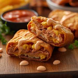 Pulled Pork Mac & Cheese Egg Rolls