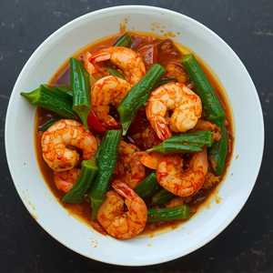 Pan Fry Okra Prawn