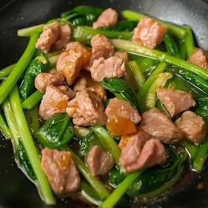 Stirfried On Choy With Beef 通菜炒牛肉