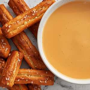 Pretzel Sticks with Cheese Sauce