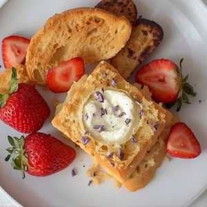 Warm goat cheese, lavender, coastal strawberries, rosé endive, crostini