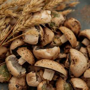 Grass Flower And Woodear Mushrooms