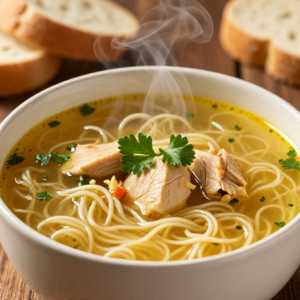 Our Famous Chicken Soup with Plenty of Egg Noodles