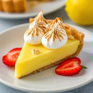 Meyer Lemon Tart, Meringue, Strawberry